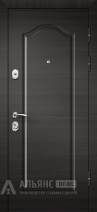 Матовая черная входная дверь с отделкой экошпон и фрезеровкой №31 внешняя - фото