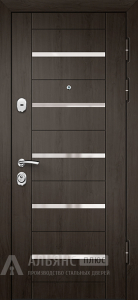 Металлическая дверь Венге со стеклянным декором и толщиной дверного полота 3мм №4 внешняя - фото